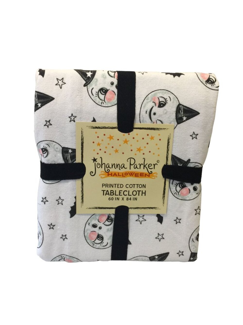 johanna Parker Halloween Smiling Moon Bat Stars Printed Tablecloth 60" x 84"